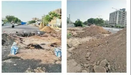 હાથીજણના લાલગેબી સર્કલના રોડ પાસે માટીના ઢગલા કરાતા વાહનચાલકો હેરાન