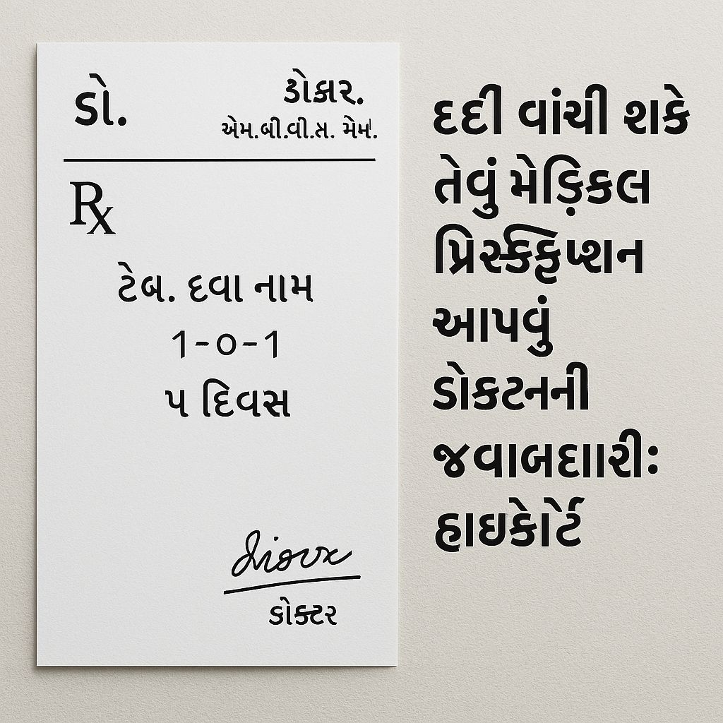 દર્દી વાંચી શકે તેવું મેડિકલ પ્રિસ્ક્રિપ્શન આપવું ડોક્ટરની જવાબદારીઃ હાઈકોર્ટ